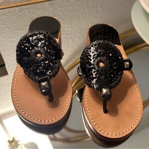 Palm Beach Sandals Black Woven Leather Thong Sandals Sz 7